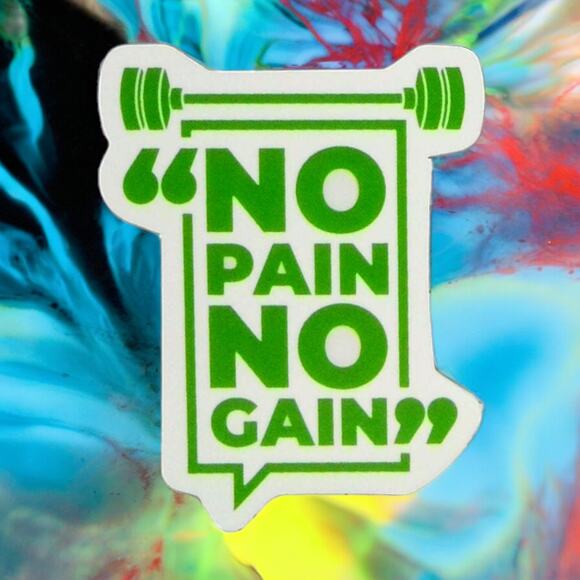 No Pain No Gain Gym Dumbbell Green Inspiration Motivation Sayings Sticker - Picture 1 of 2